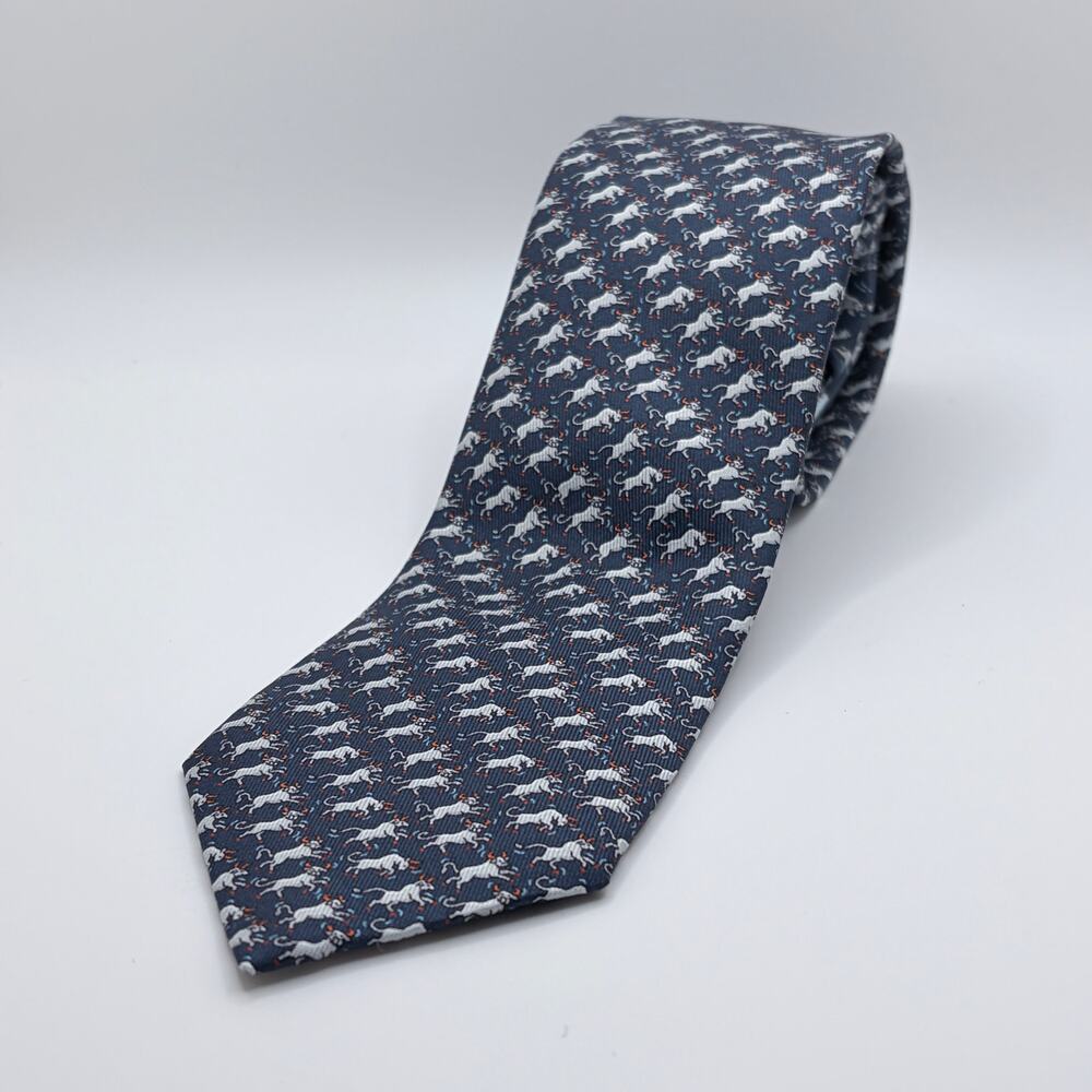 Hermès Paris Bears & Bulls Silk Tie Philippe Mouquet 6345 HA